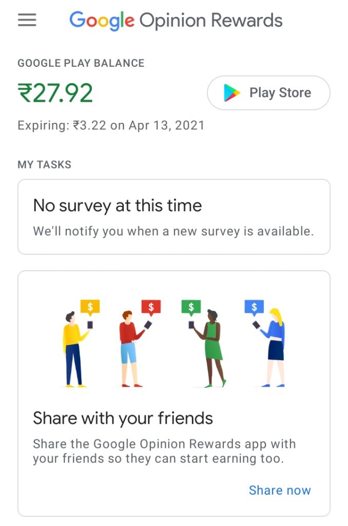 Google Opinion reward earning app for 2021