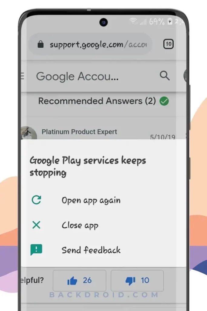 google play services stopped working screenshot on phone