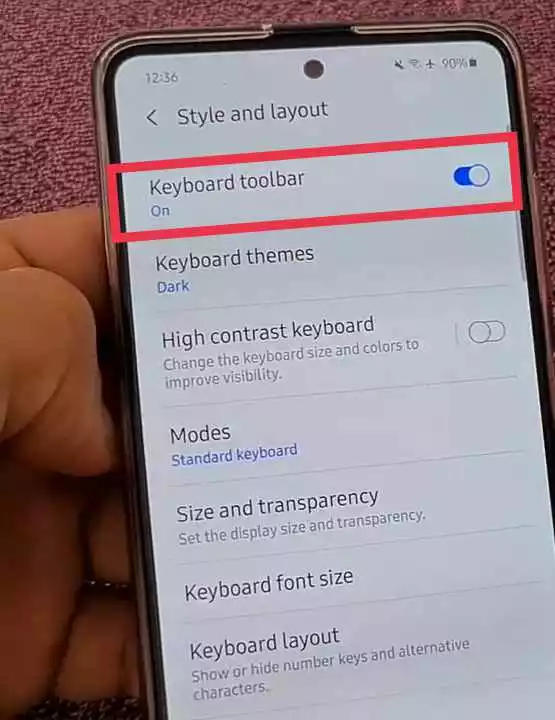 To Enable Clipboard on Samsung Turn on the Keyboard Toolbar