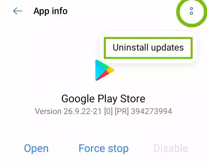 Remove latest version of play store