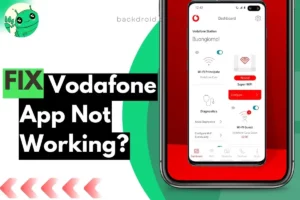 screenshot shows vodafone app not working on smartphone with text in right
