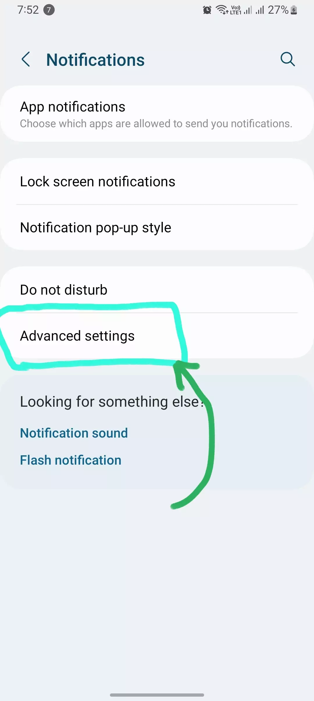 advance notificaiton settings screenshot