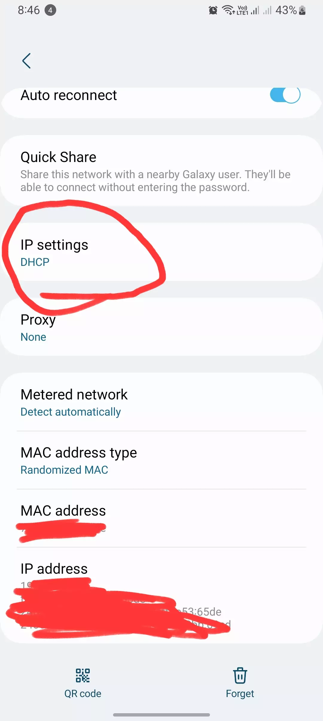 ip settings to static in wifi settings screenshot