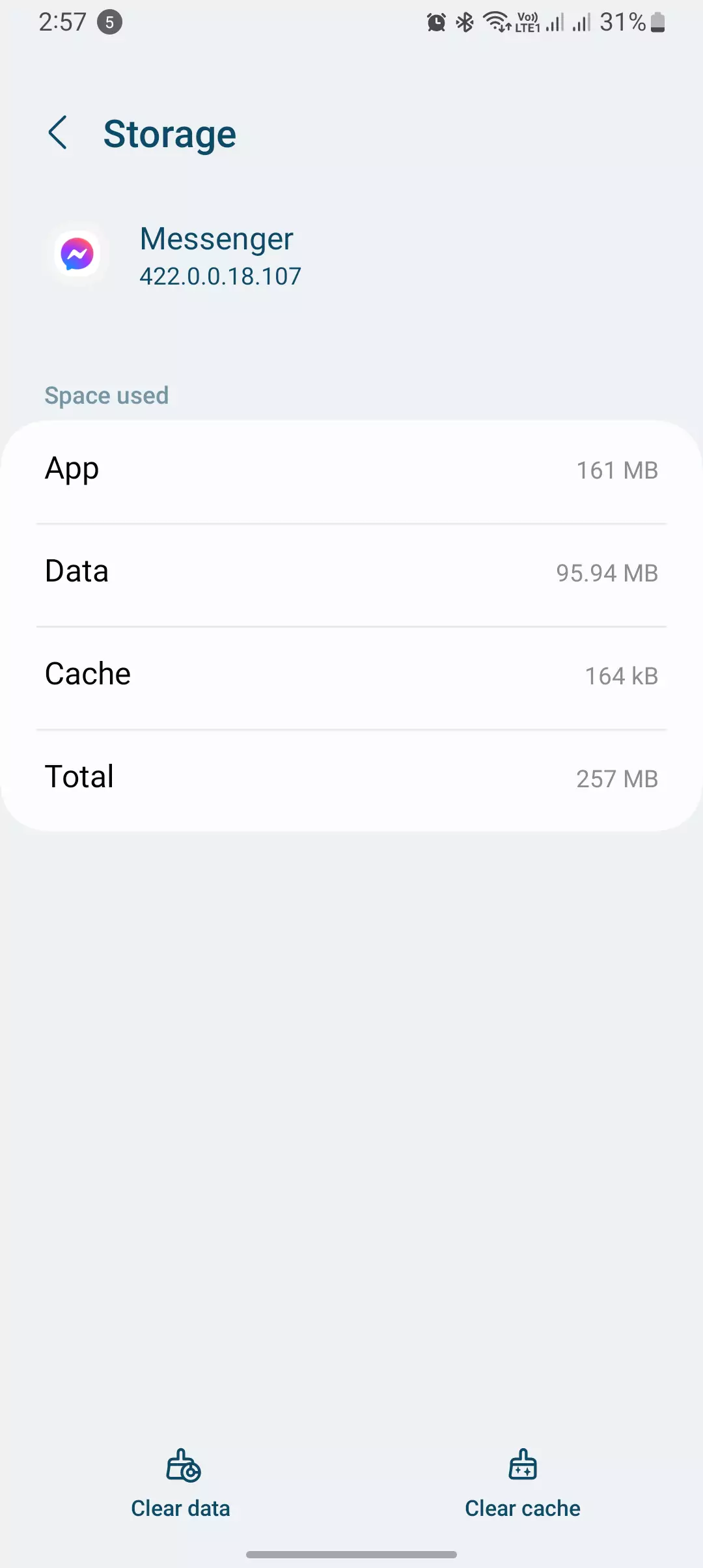 messenger app cache data screenshot