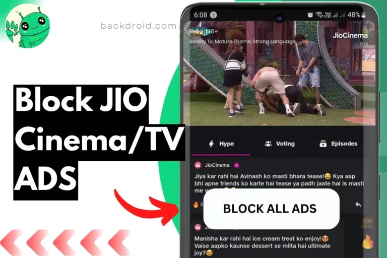 screenshot of blocked ads on jio cinema and jio tv with overlay text