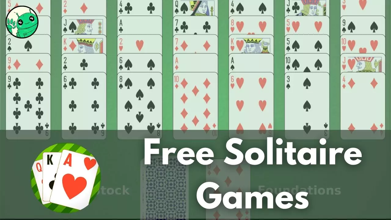 solitaire game working in background with overlay text free solitaire games